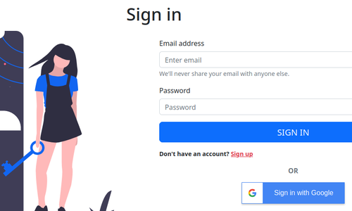 Image of the login page of the website